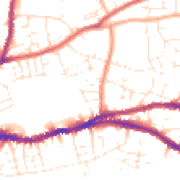 Daytime road noise heatmap for BS5 7JB