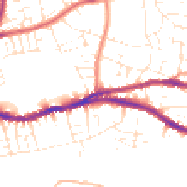 Daytime road noise heatmap for BS5 7LD