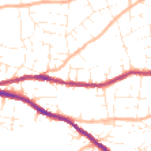 Daytime road noise heatmap for BS5 7NB