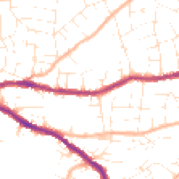 Daytime road noise heatmap for BS5 7NQ
