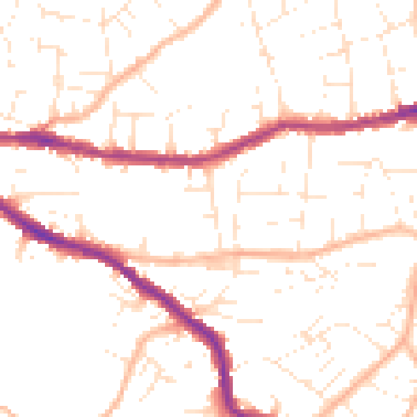 Daytime road noise heatmap for BS5 7PG