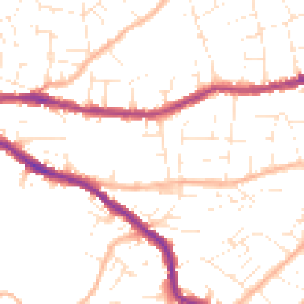 Daytime road noise heatmap for BS5 7PJ