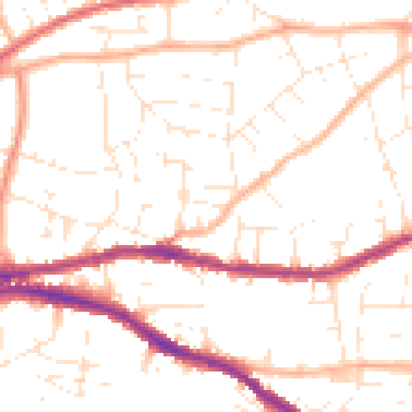 Daytime road noise heatmap for BS5 7QN