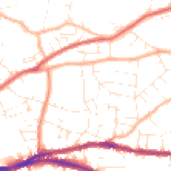 Daytime road noise heatmap for BS5 7SE