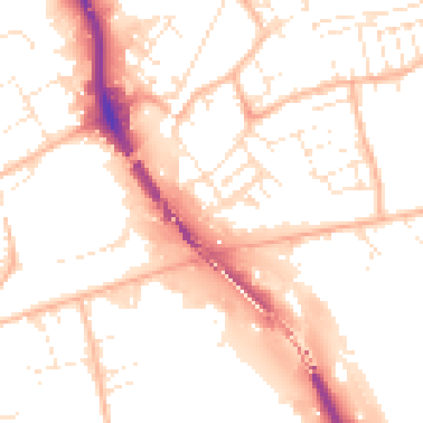 Daytime road noise heatmap for BS5 9BU