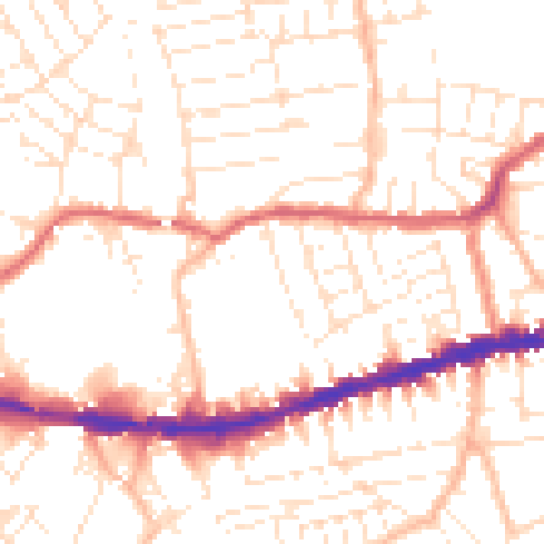 Daytime road noise heatmap for BS5 9DA