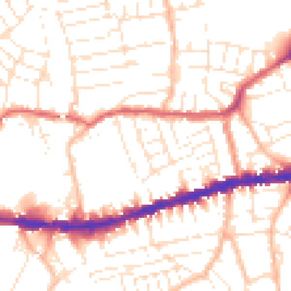 Daytime road noise heatmap for BS5 9DG