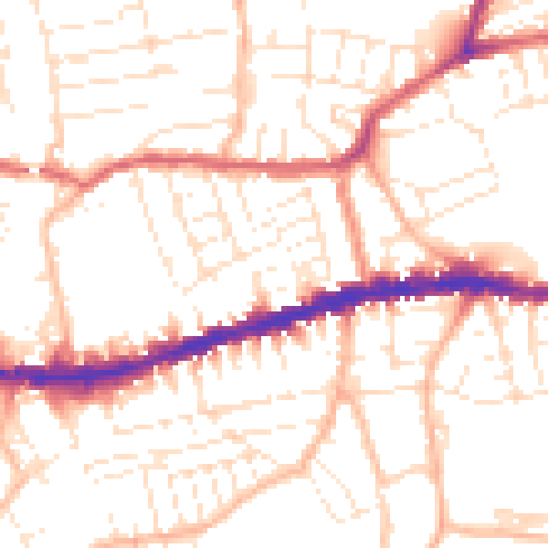 Daytime road noise heatmap for BS5 9DT