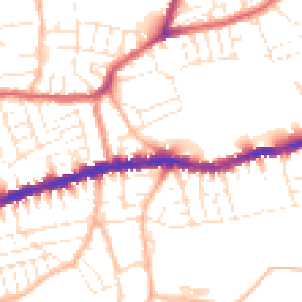 Daytime road noise heatmap for BS5 9EN