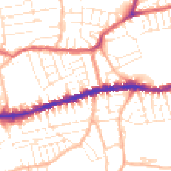 Daytime road noise heatmap for BS5 9EQ