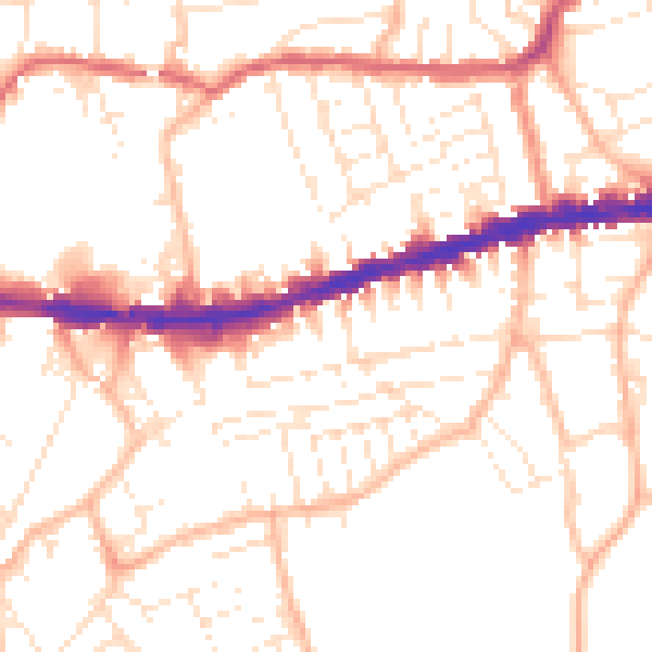 Daytime road noise heatmap for BS5 9JZ