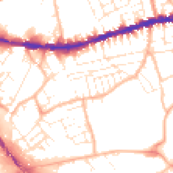Daytime road noise heatmap for BS5 9QW