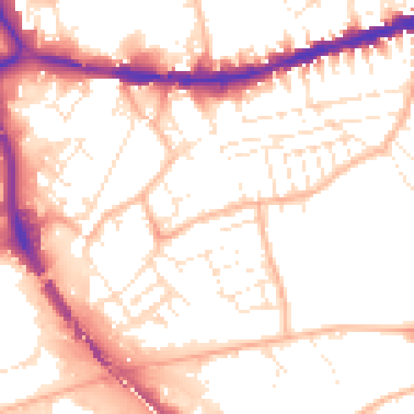 Daytime road noise heatmap for BS5 9SS