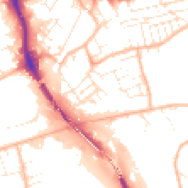 Daytime road noise heatmap for BS5 9UD