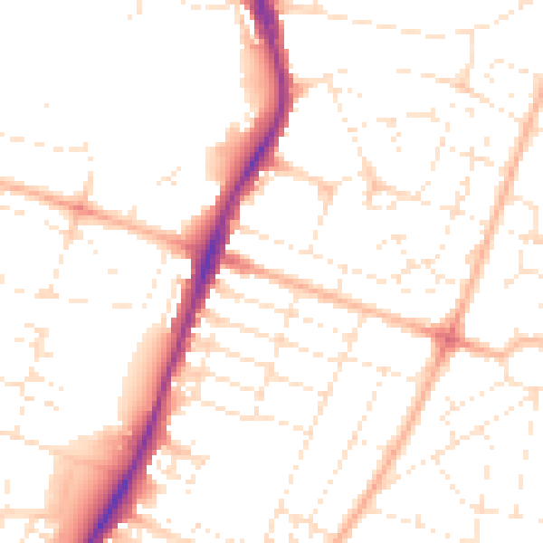 Daytime road noise heatmap for BS7 0JP
