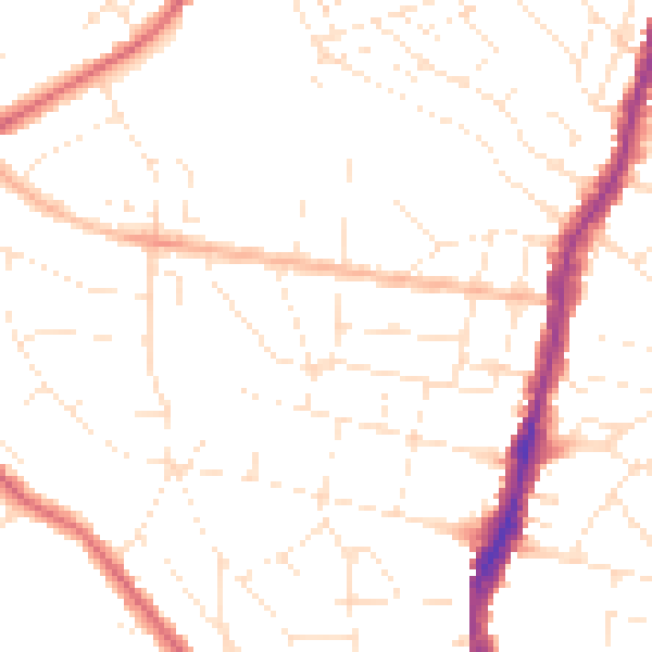 Daytime road noise heatmap for BS7 8LE