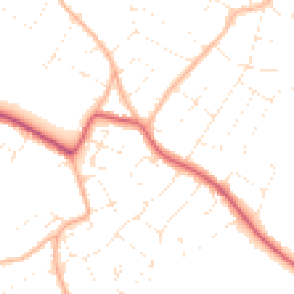 Daytime road noise heatmap for BS9 1AN