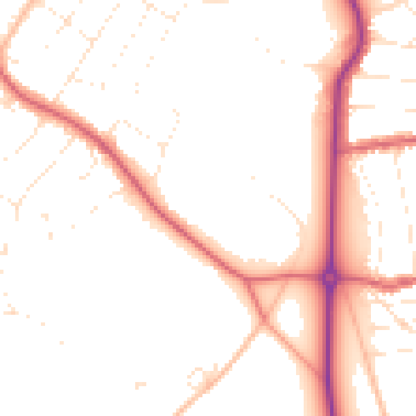 Daytime road noise heatmap for BS9 1AP