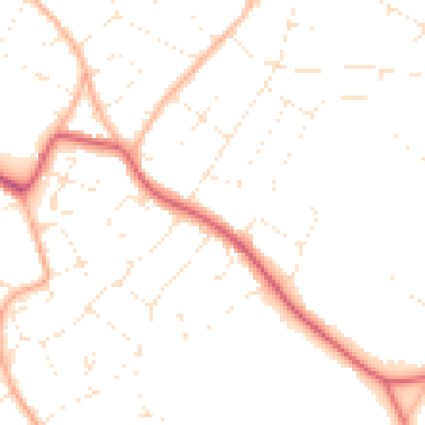 Daytime road noise heatmap for BS9 1AQ
