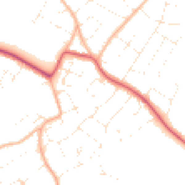 Daytime road noise heatmap for BS9 1AW