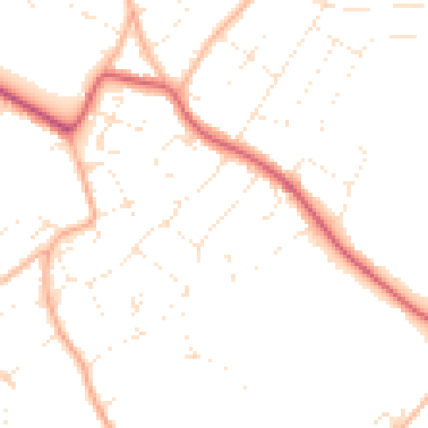 Daytime road noise heatmap for BS9 1BB