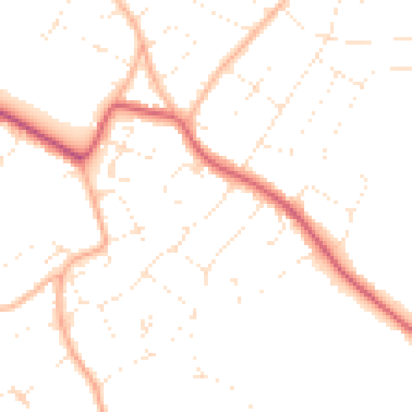 Daytime road noise heatmap for BS9 1BE