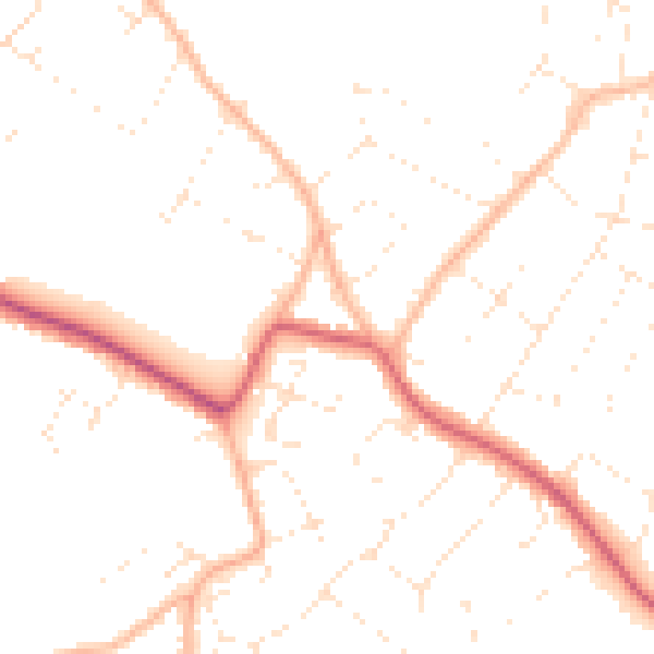 Daytime road noise heatmap for BS9 1BJ