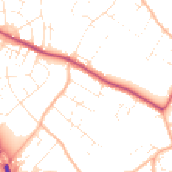 Daytime road noise heatmap for BS9 1BP