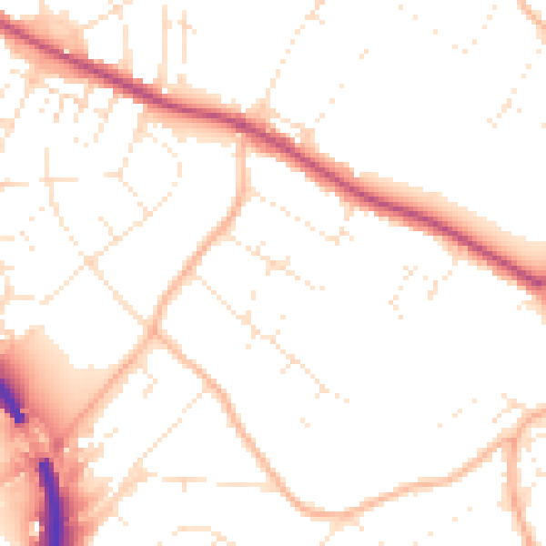 Daytime road noise heatmap for BS9 1BS