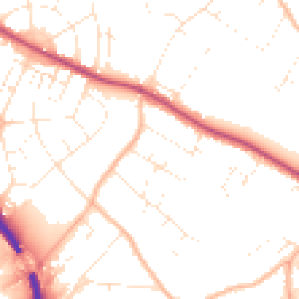 Daytime road noise heatmap for BS9 1BU