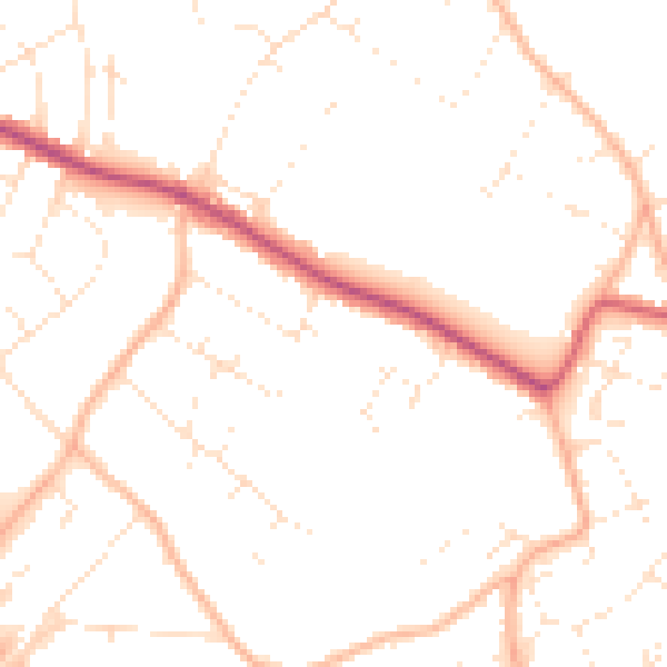 Daytime road noise heatmap for BS9 1BX