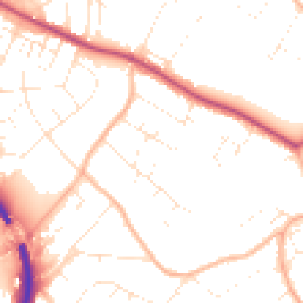 Daytime road noise heatmap for BS9 1BY