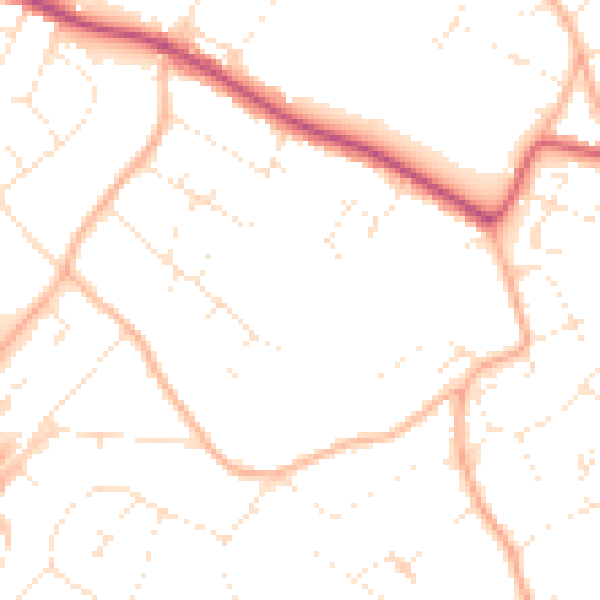 Daytime road noise heatmap for BS9 1BZ