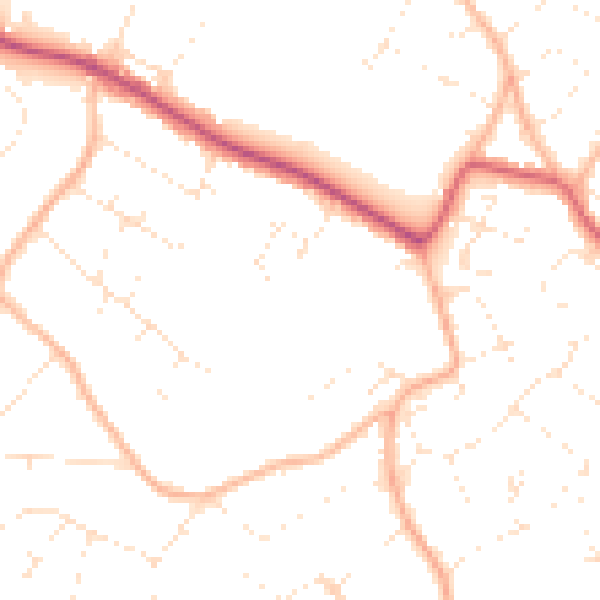 Daytime road noise heatmap for BS9 1DD