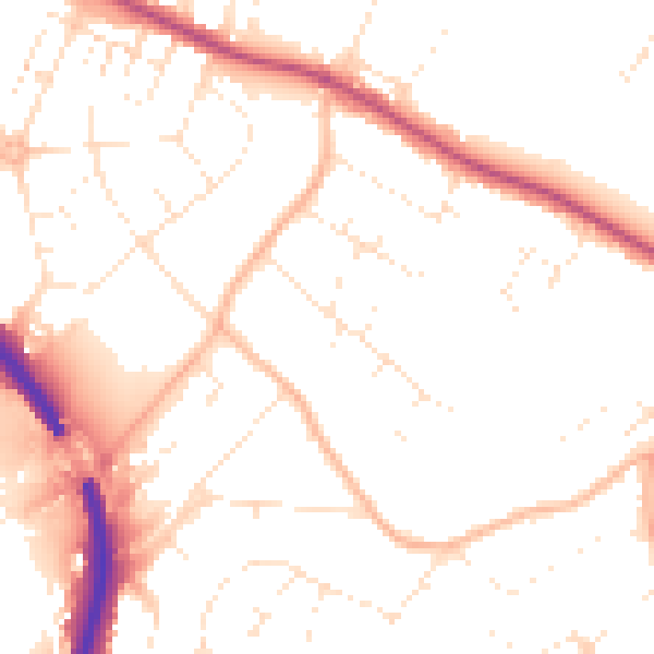 Daytime road noise heatmap for BS9 1DE
