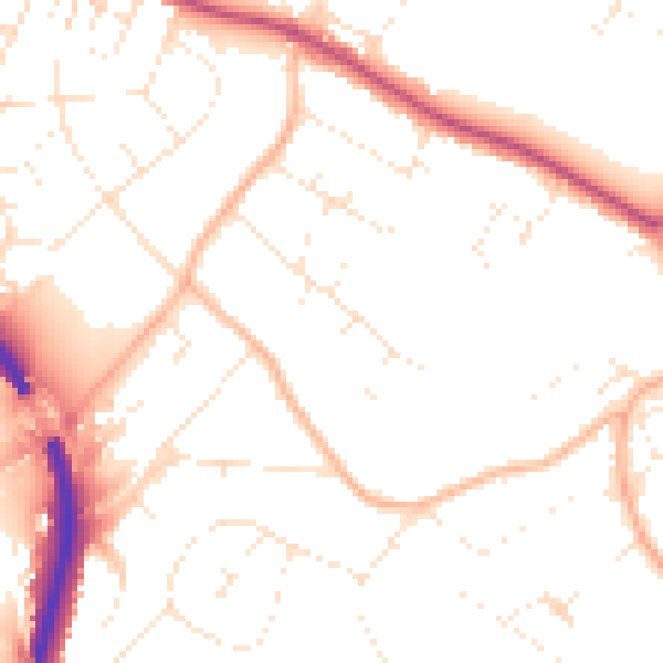 Daytime road noise heatmap for BS9 1DF
