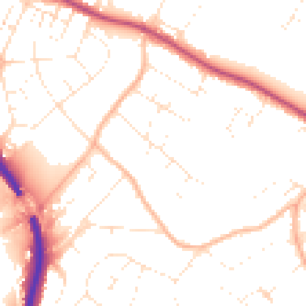 Daytime road noise heatmap for BS9 1DG