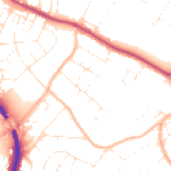 Daytime road noise heatmap for BS9 1DH