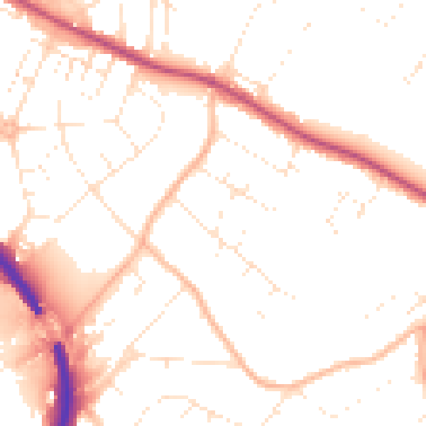 Daytime road noise heatmap for BS9 1DJ