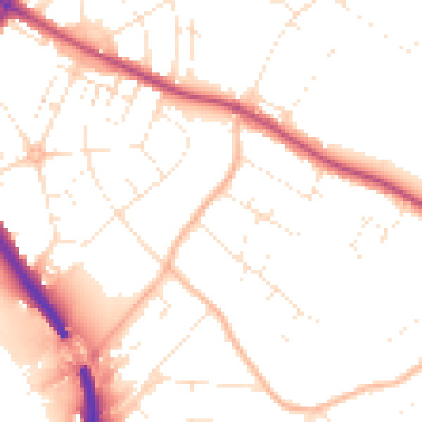 Daytime road noise heatmap for BS9 1DL