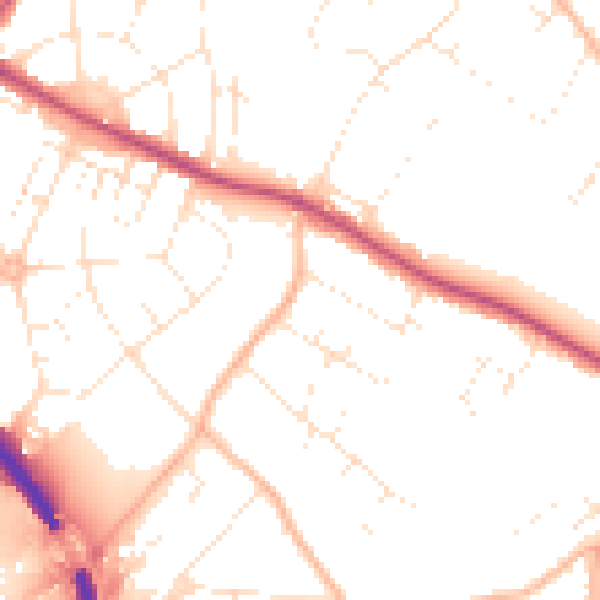 Daytime road noise heatmap for BS9 1DN