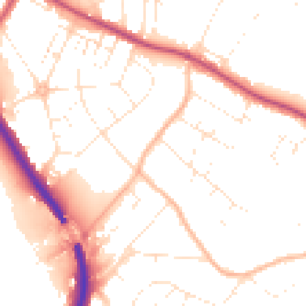 Daytime road noise heatmap for BS9 1DP