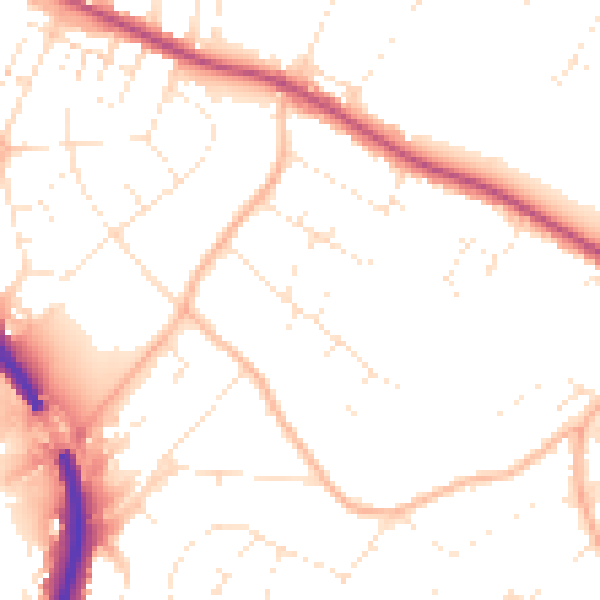 Daytime road noise heatmap for BS9 1DQ