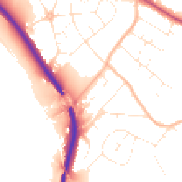 Daytime road noise heatmap for BS9 1DR