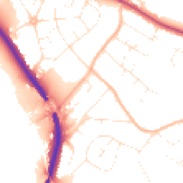 Daytime road noise heatmap for BS9 1DS