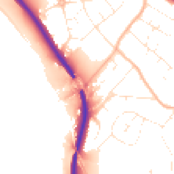 Daytime road noise heatmap for BS9 1DT