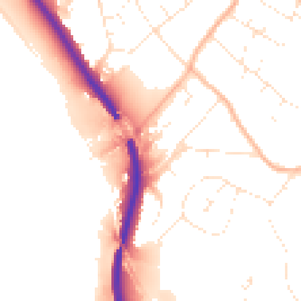 Daytime road noise heatmap for BS9 1DU