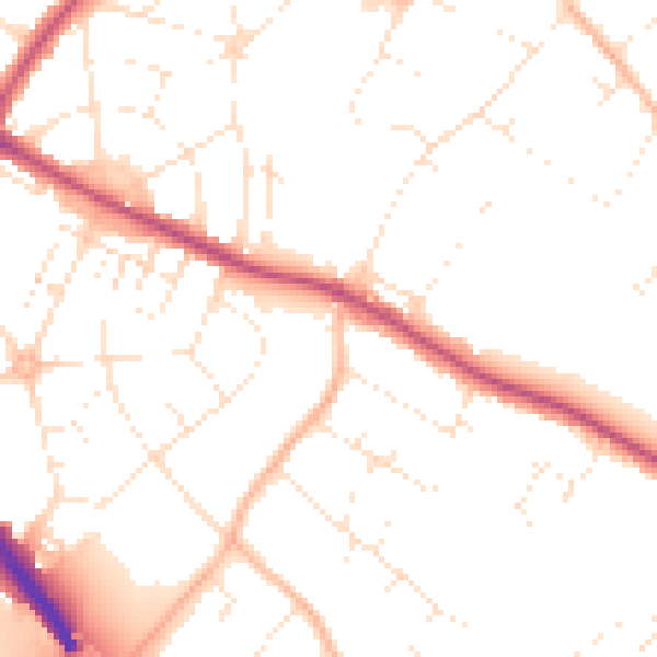 Daytime road noise heatmap for BS9 1DW