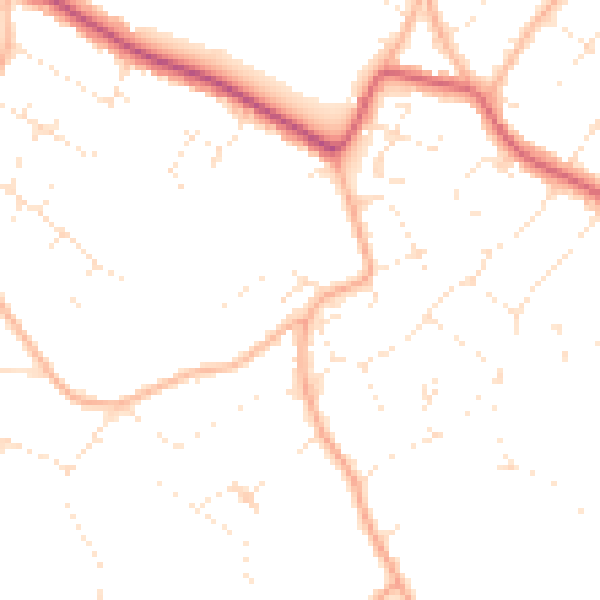 Daytime road noise heatmap for BS9 1EW