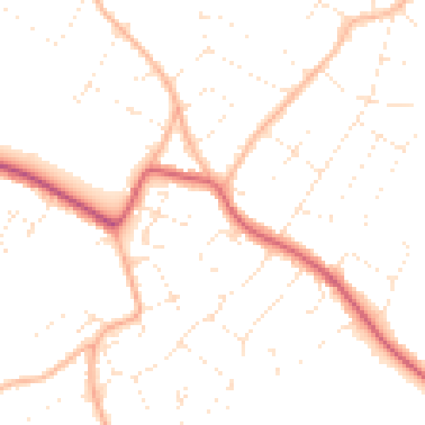 Daytime road noise heatmap for BS9 1FJ